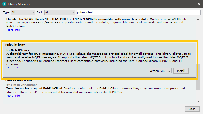 biblioteca-pubsubclient-encontrada